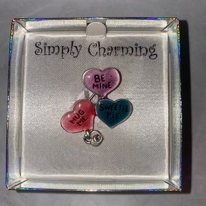 SIMPLY CHARMING Valentine Candy Heart Pin Silver Pink Blue Purple $15